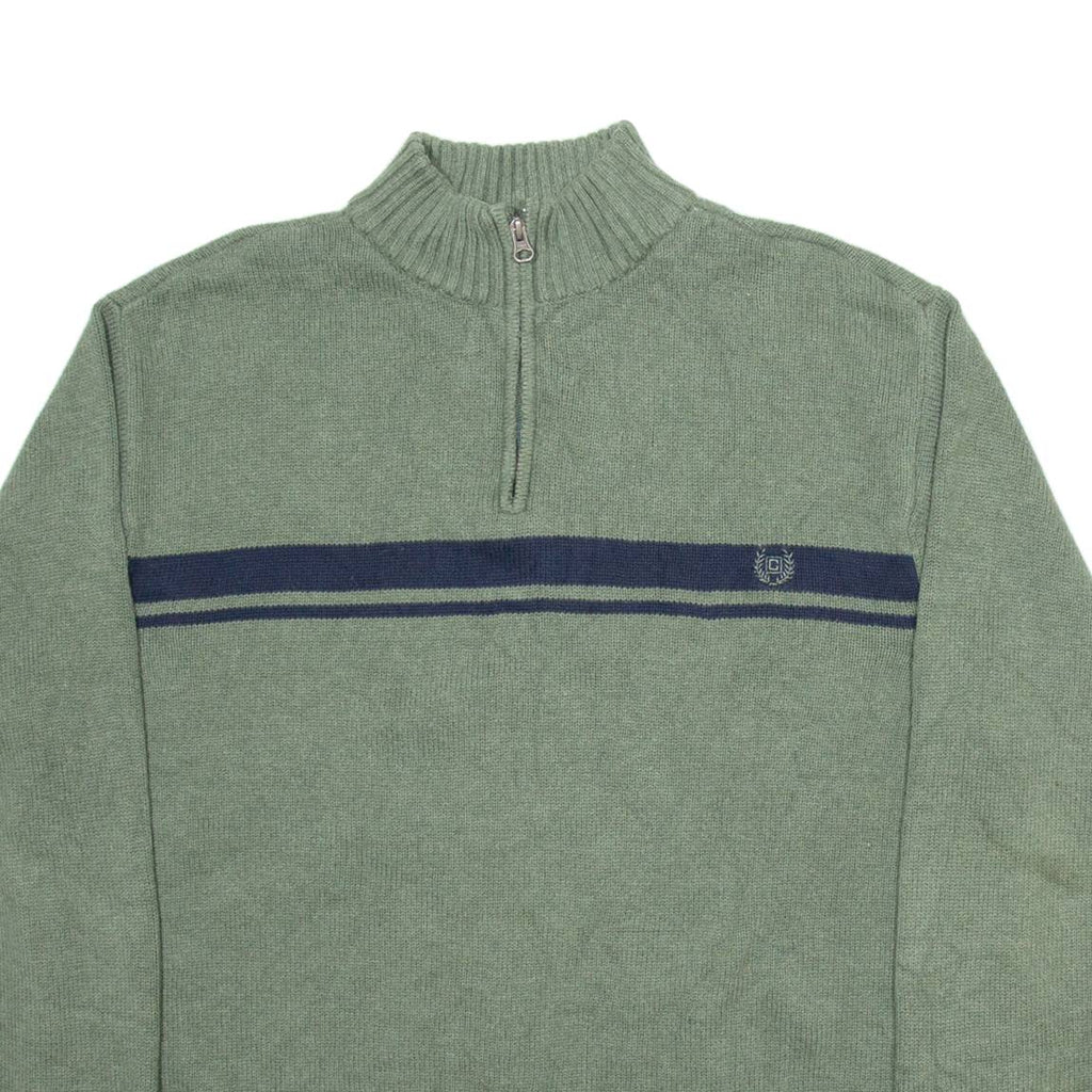 CHAPS Mens Jumper Green 1/4 Zip Tight Knit XL