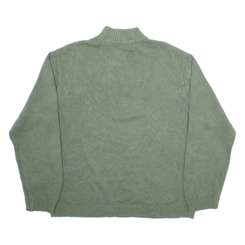 CHAPS Mens Jumper Green 1/4 Zip Tight Knit XL