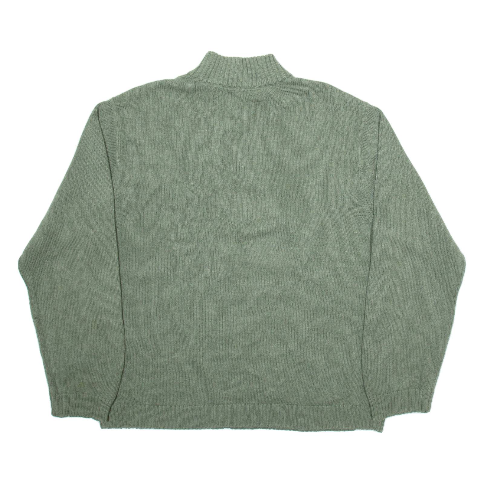CHAPS Mens Jumper Green 1/4 Zip Tight Knit XL