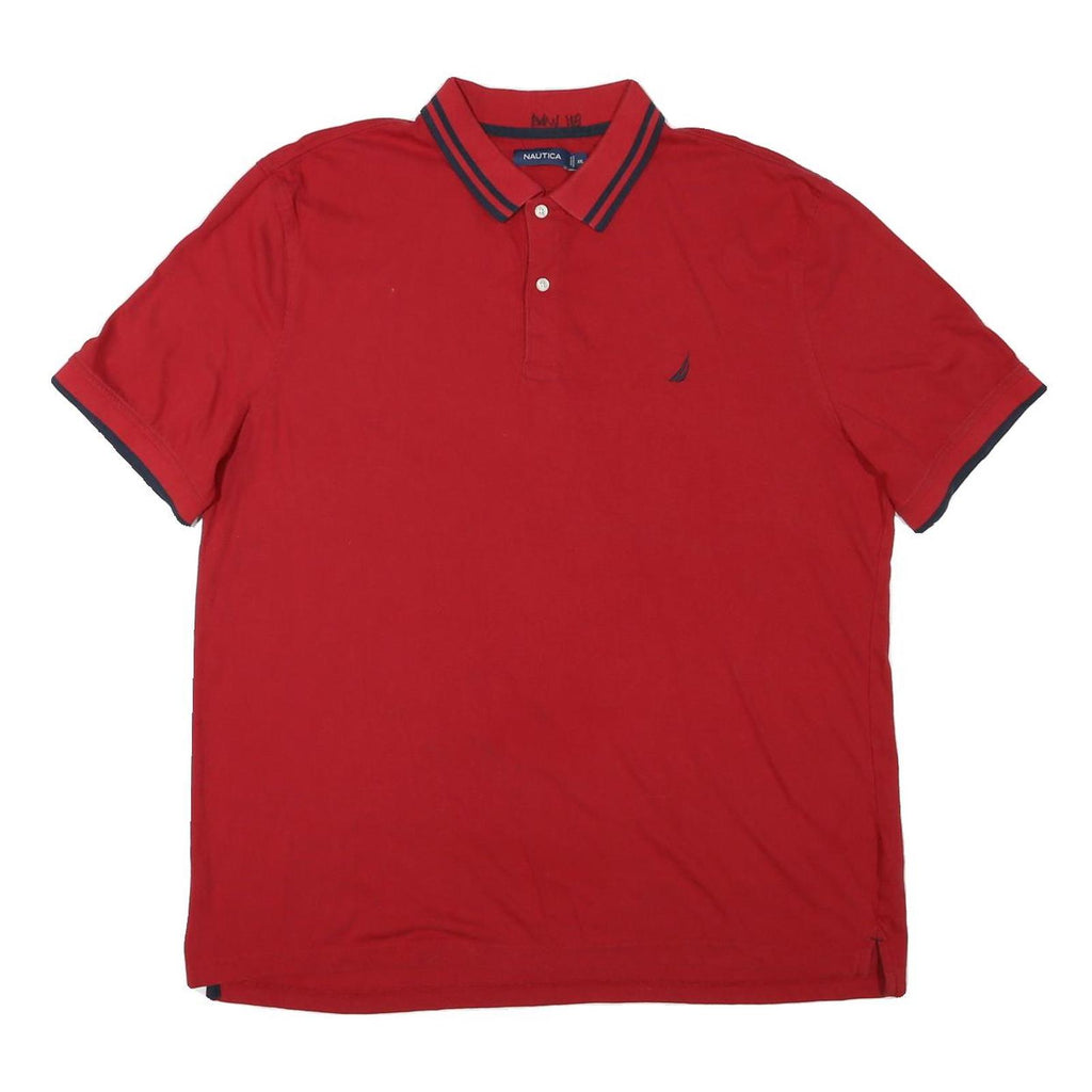 NAUTICA Mens Red Polo Shirt 2XL Cotton Blend Short Sleeve Basic Casual Top