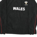 WALES Mens Black & Red Wales Pattern Jumper 2XL Polyester Half Zip Sports