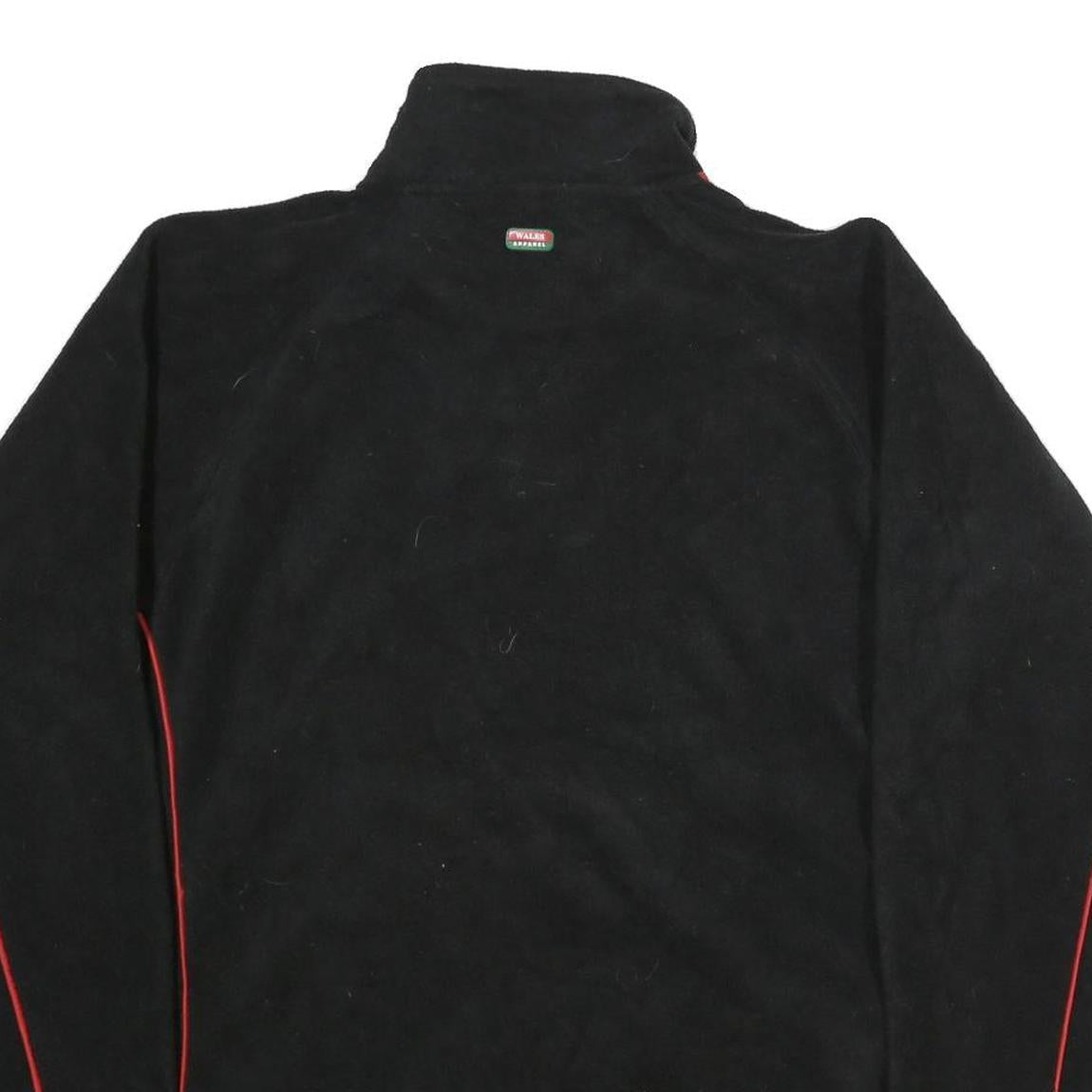 WALES Mens Black & Red Wales Pattern Jumper 2XL Polyester Half Zip Sports