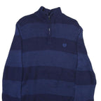 CHAPS Mens Blue & Navy Patterned Jumper High Neck Chunky Knit M Cotton Blend