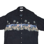 PIERRE CARDIN Mens Hawaiian Shirt Black Floral XL