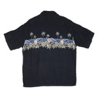 PIERRE CARDIN Mens Hawaiian Shirt Black Floral XL