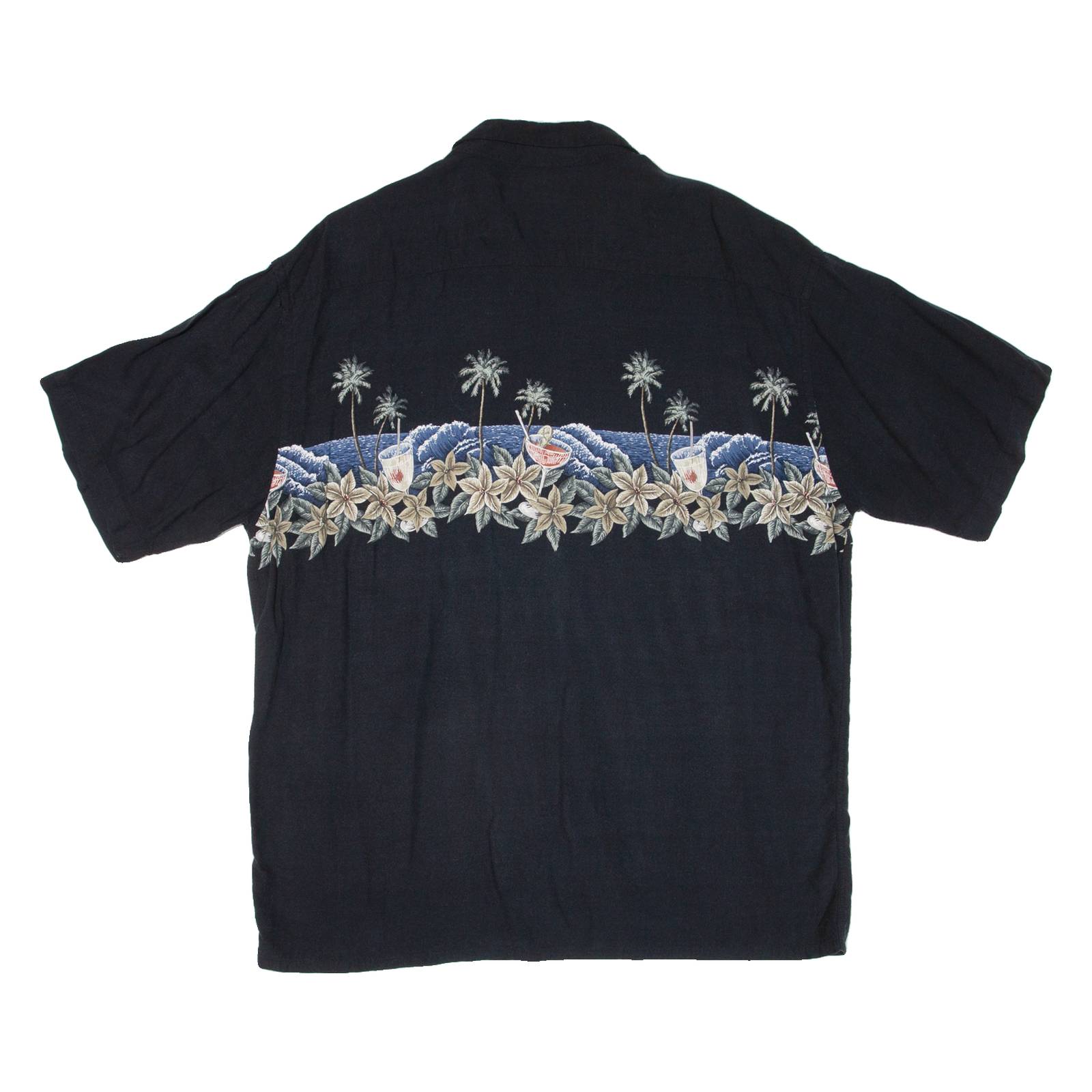 PIERRE CARDIN Mens Hawaiian Shirt Black Floral XL