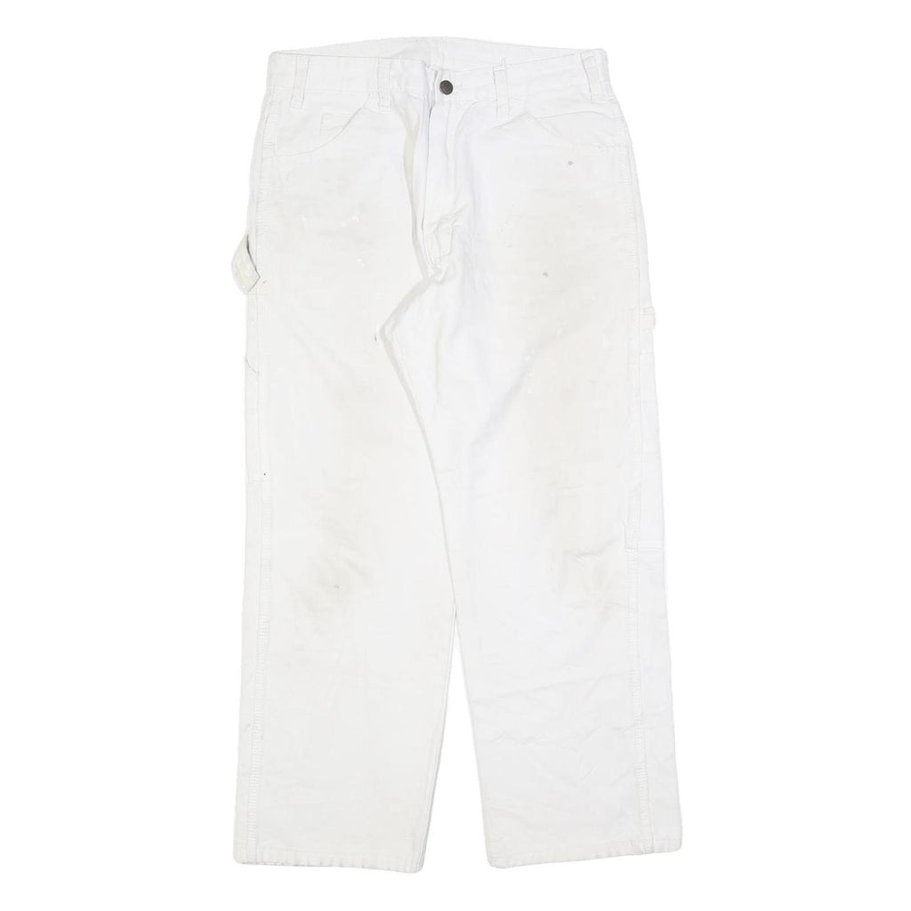 DICKIES Mens White Relaxed Workwear Straight Denim Jeans W32 L27 Durable Casual
