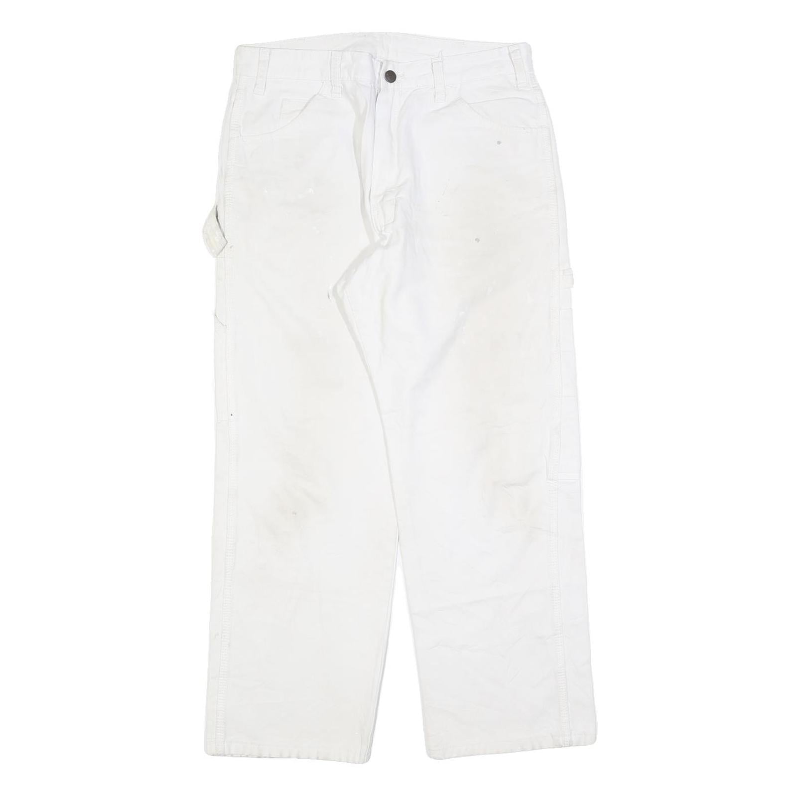 DICKIES Mens White Relaxed Workwear Straight Denim Jeans W32 L27 Durable Casual