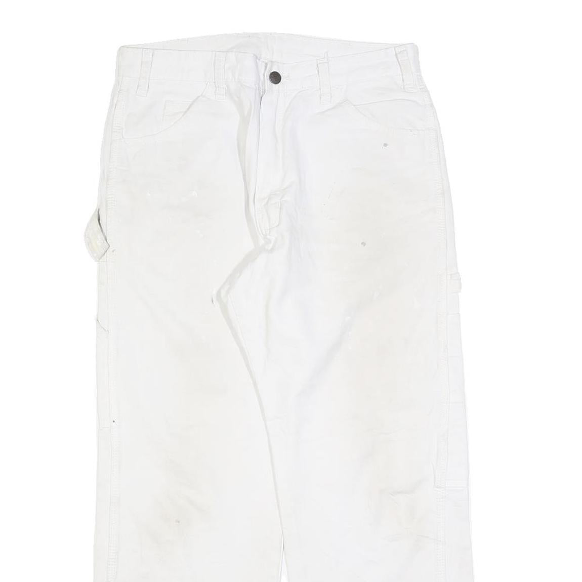 DICKIES Mens White Relaxed Workwear Straight Denim Jeans W32 L27 Durable Casual