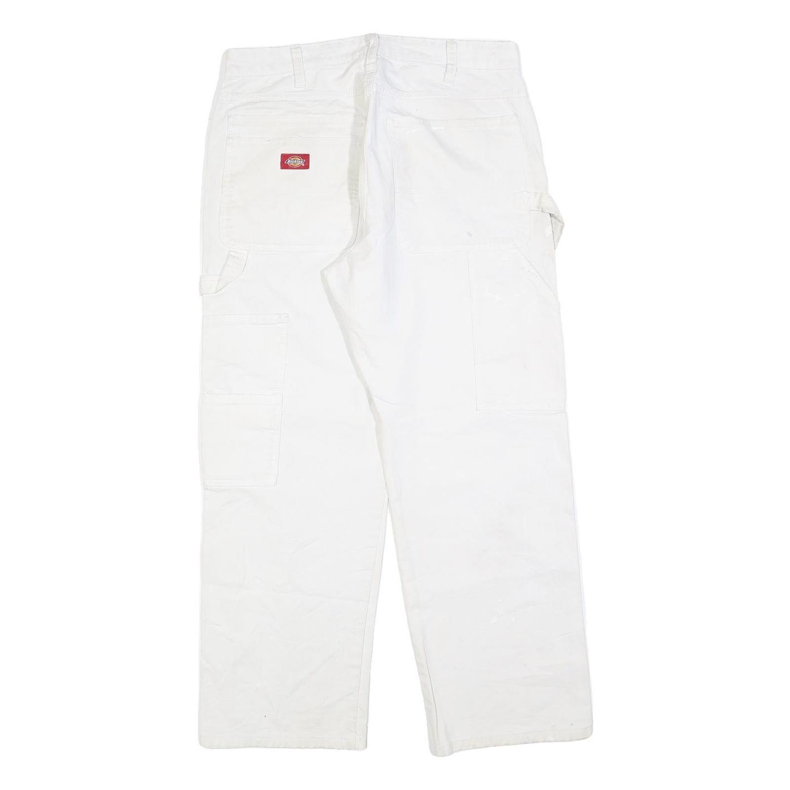 DICKIES Mens White Relaxed Workwear Straight Denim Jeans W32 L27 Durable Casual