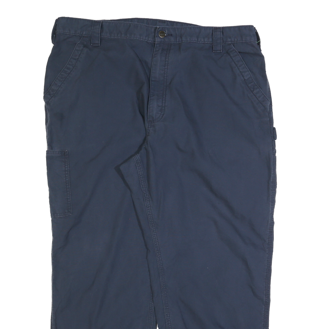 CARHARTT Mens Cotton Blend Navy Regular Trousers W42 L30 Casual Workwear Zip