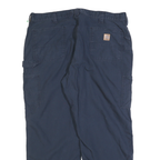 CARHARTT Mens Cotton Blend Navy Regular Trousers W42 L30 Casual Workwear Zip