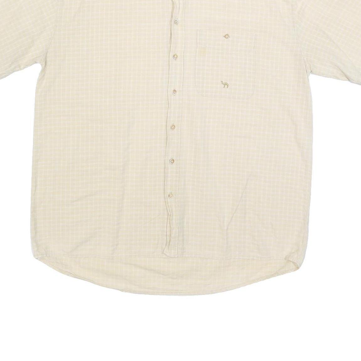 CAMEL Mens Beige Short Sleeve Cotton Blend Shirt L Casual Button Pocket