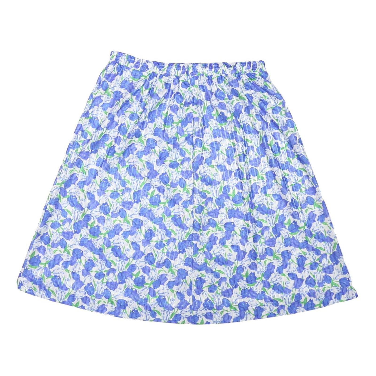 JOANNA Womens Blue Floral Pleated Midi Polyester Skirt 2XL Summer Casual