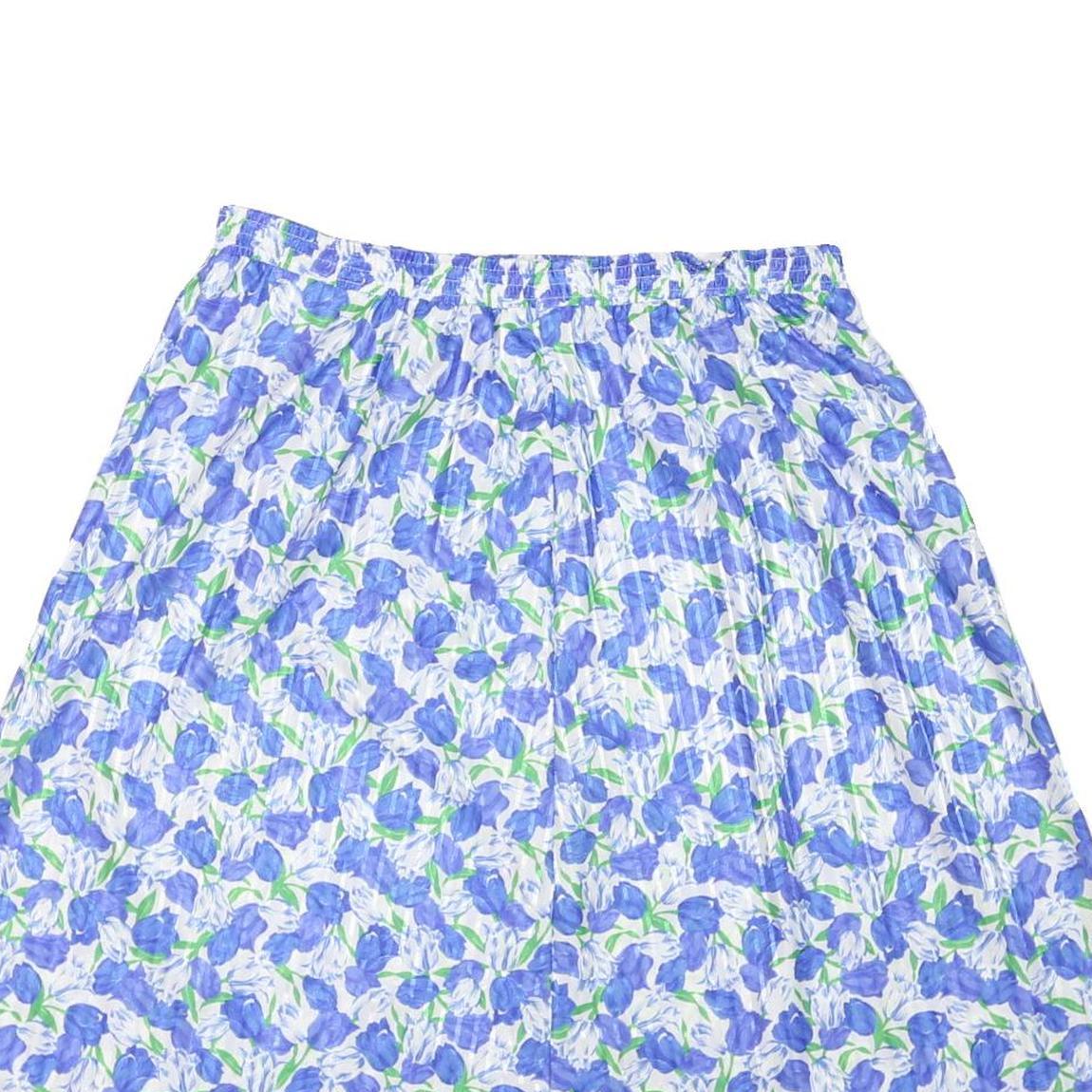 JOANNA Womens Blue Floral Pleated Midi Polyester Skirt 2XL Summer Casual
