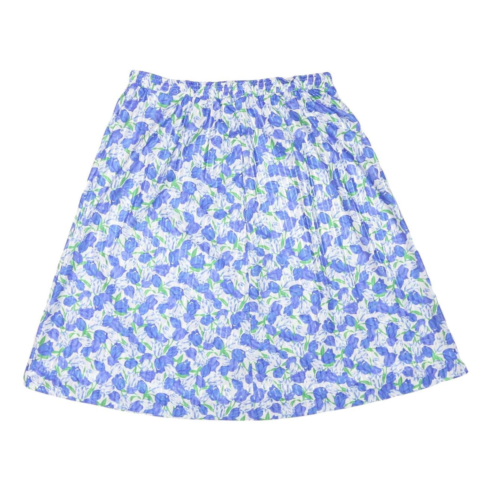 JOANNA Womens Blue Floral Pleated Midi Polyester Skirt 2XL Summer Casual