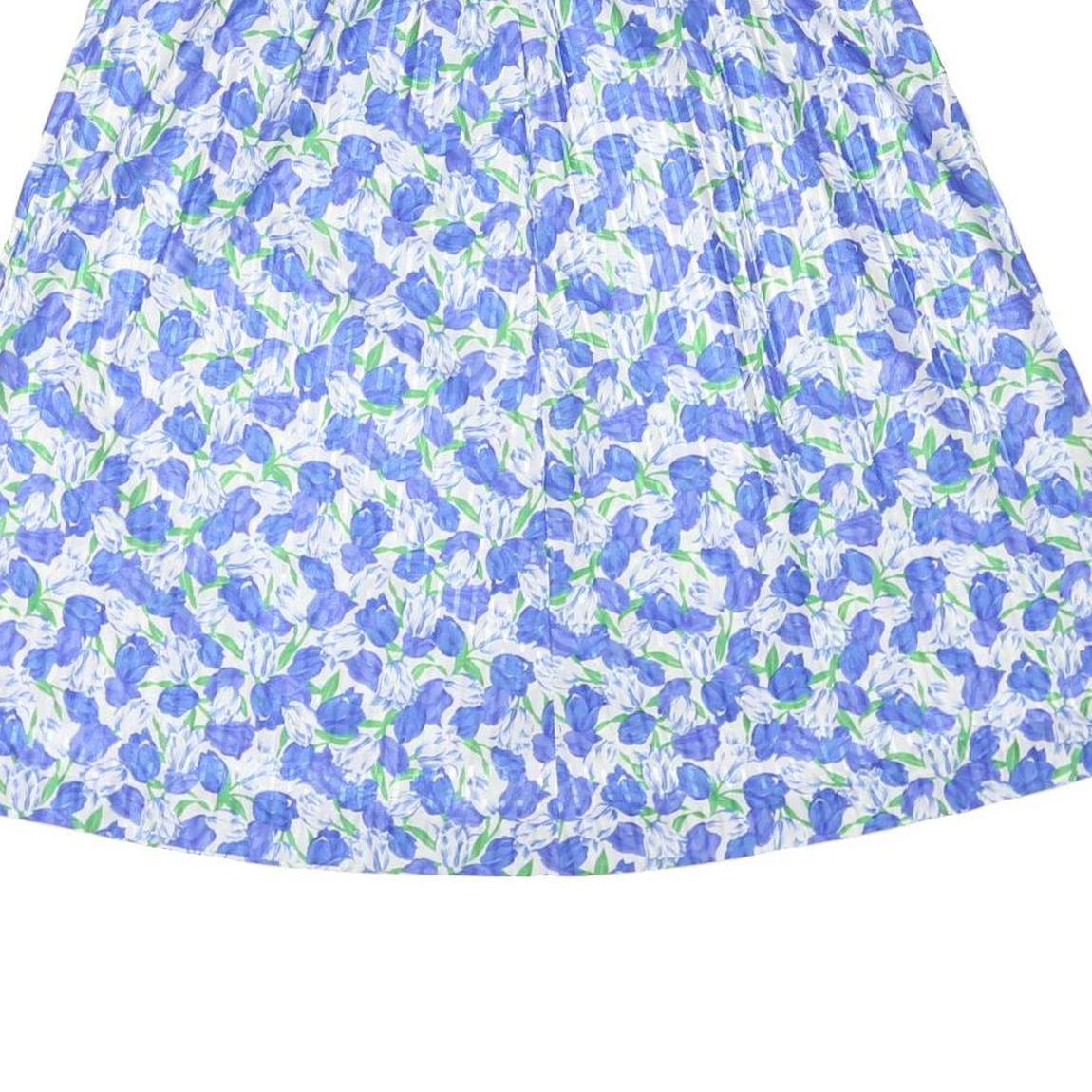 JOANNA Womens Blue Floral Pleated Midi Polyester Skirt 2XL Summer Casual