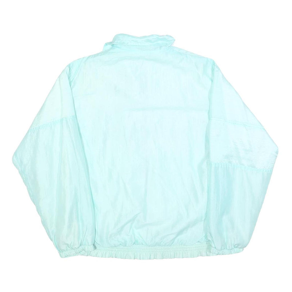 Womens White & Aqua Abstract Print Zip Jacket M Polyester Blend Retro