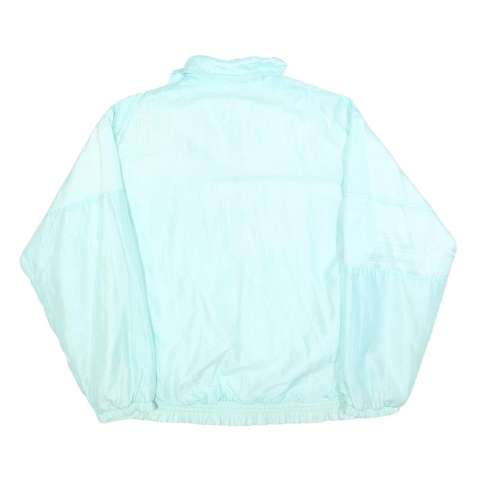 Womens White & Aqua Abstract Print Zip Jacket M Polyester Blend Retro