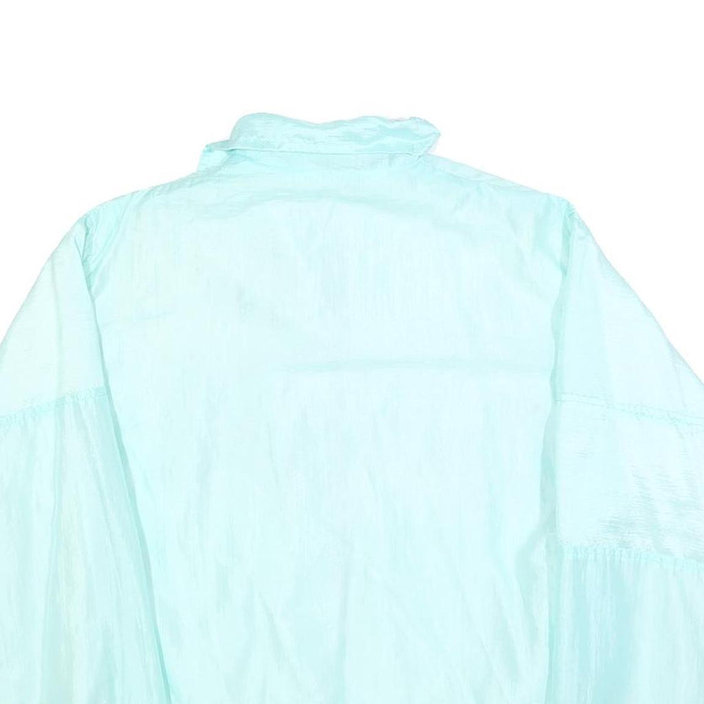 Womens White & Aqua Abstract Print Zip Jacket M Polyester Blend Retro