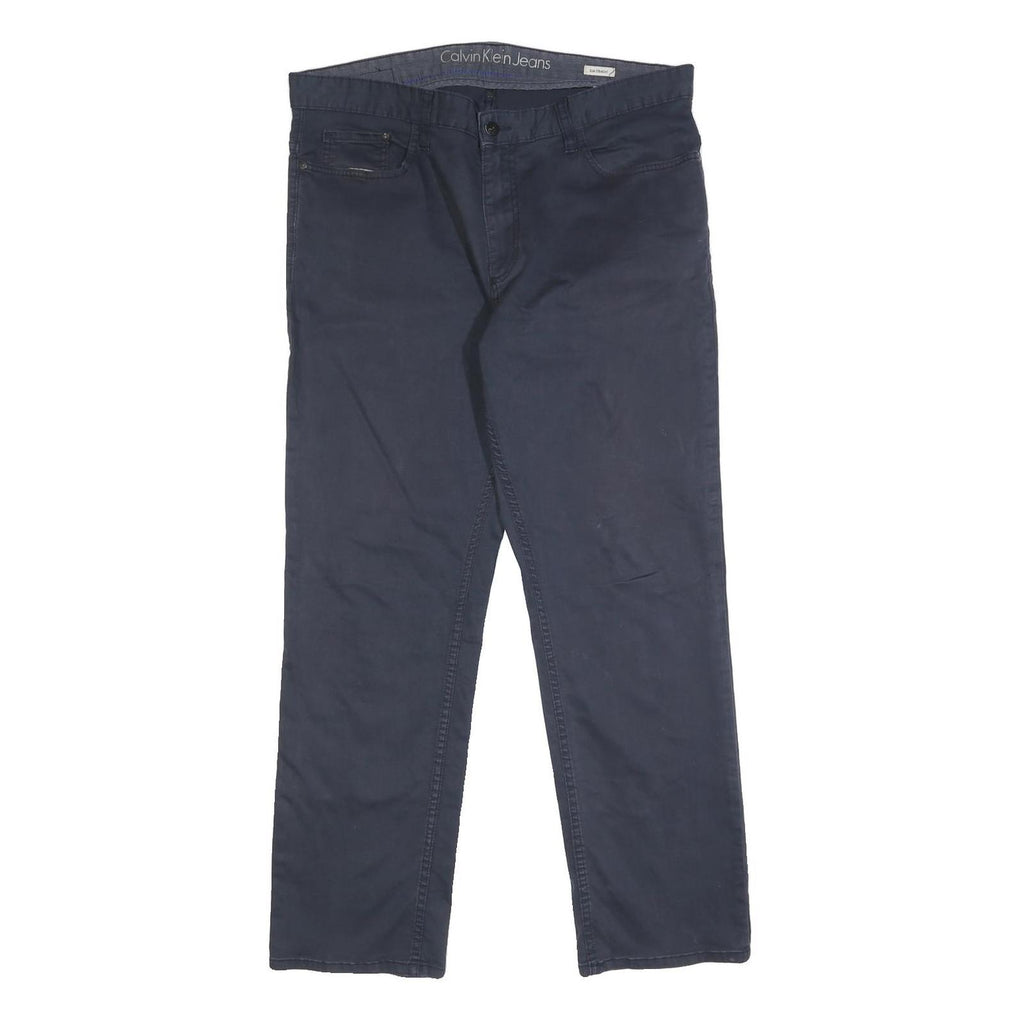 CALVIN KLEIN JEANS Mens Cotton Blend Blue Slim Trousers W36 L29 Stylish Casual