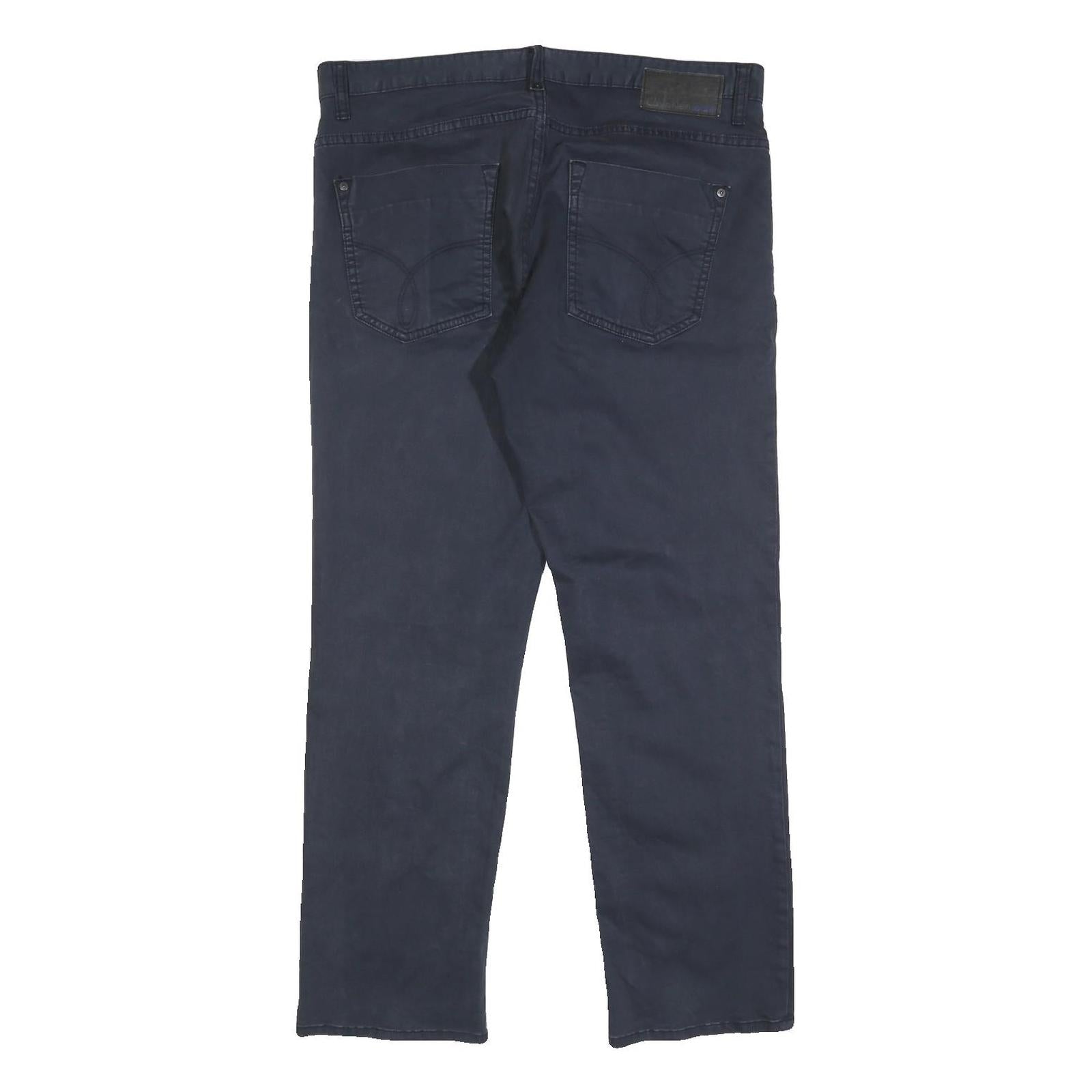 CALVIN KLEIN JEANS Mens Cotton Blend Blue Slim Trousers W36 L29 Stylish Casual