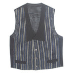 Womens Printed Waistcoat Black V-Neck Sleeveless Striped M