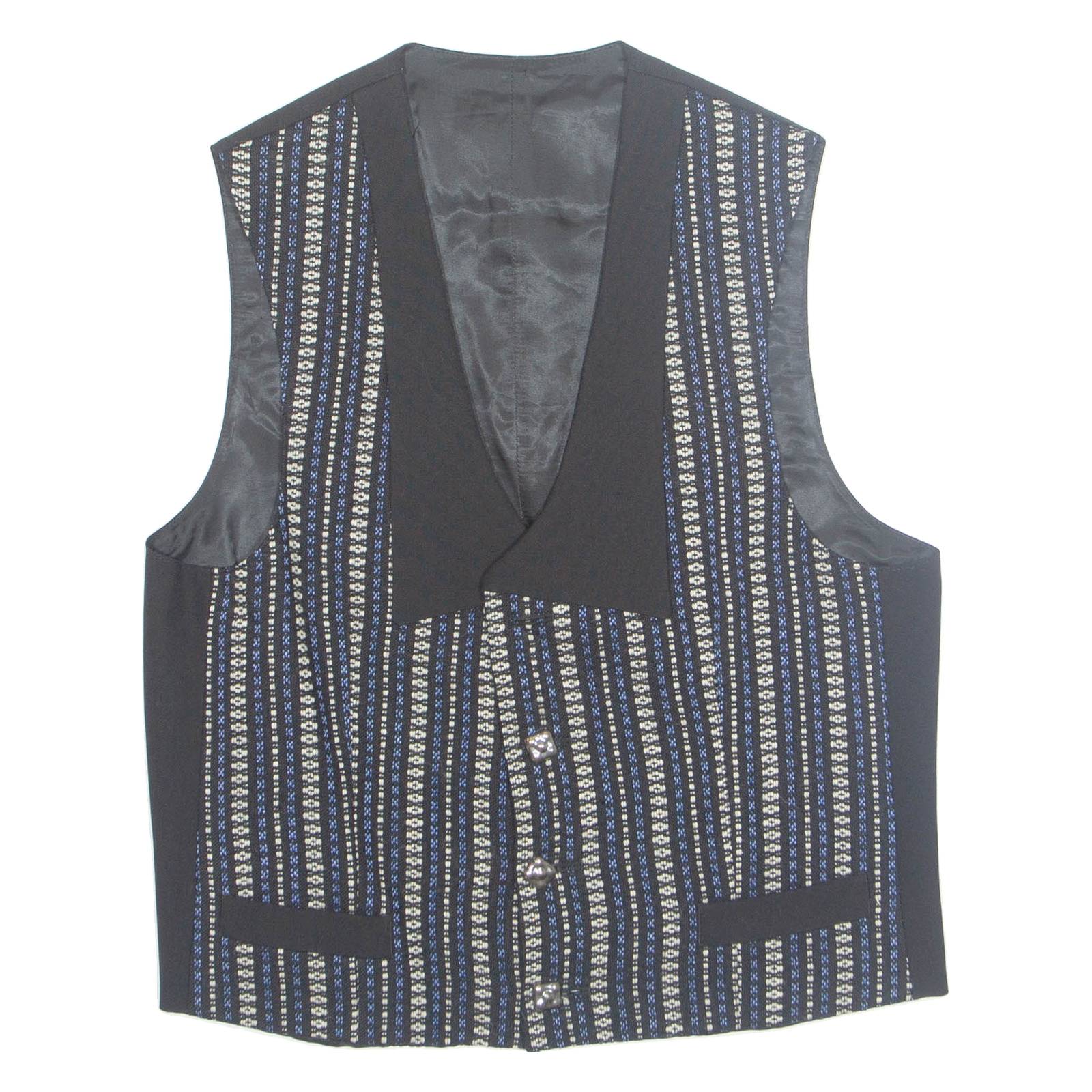 Womens Printed Waistcoat Black V-Neck Sleeveless Striped M