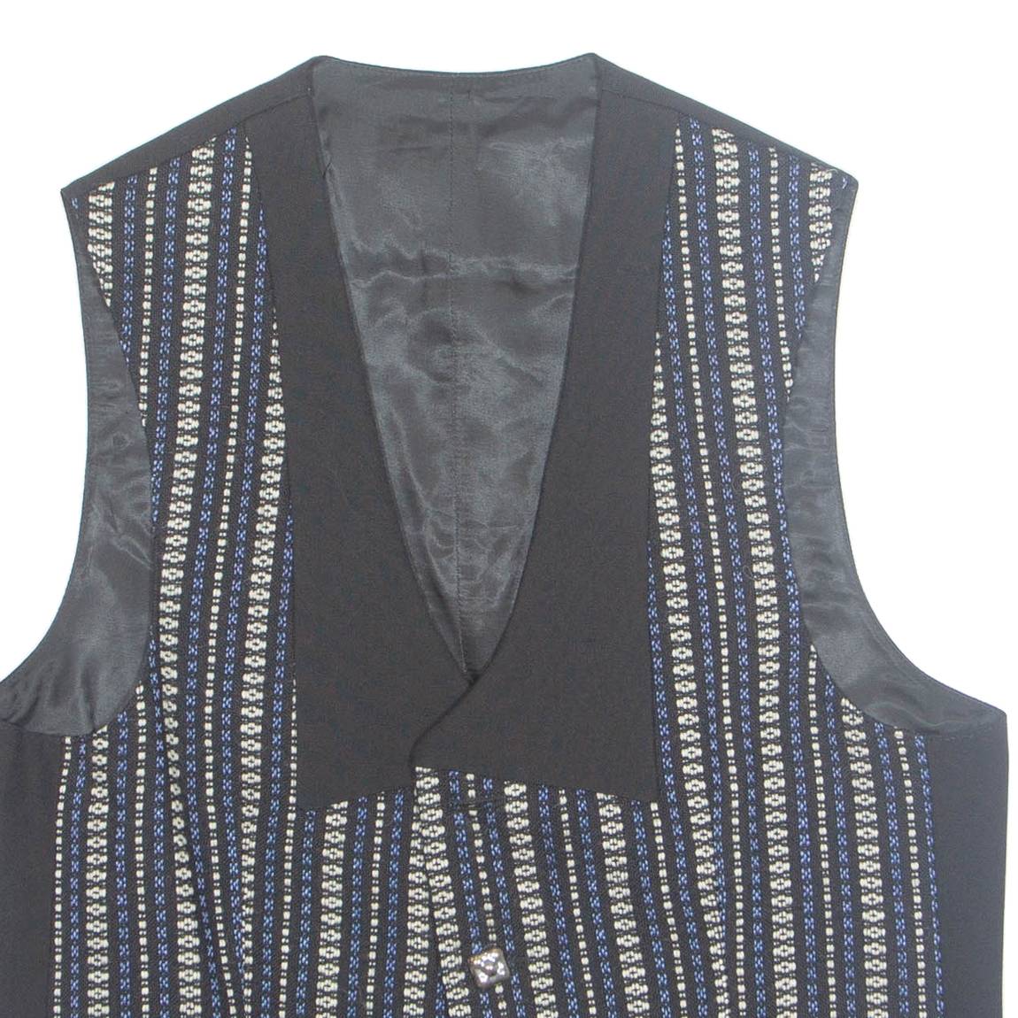 Womens Printed Waistcoat Black V-Neck Sleeveless Striped M