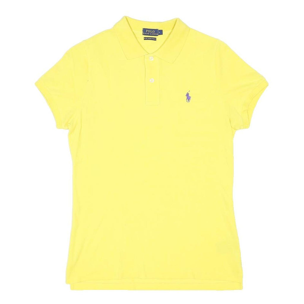 POLO RALPH LAUREN Womens Yellow Polo Shirt Short Sleeve Plain L Classic Fit