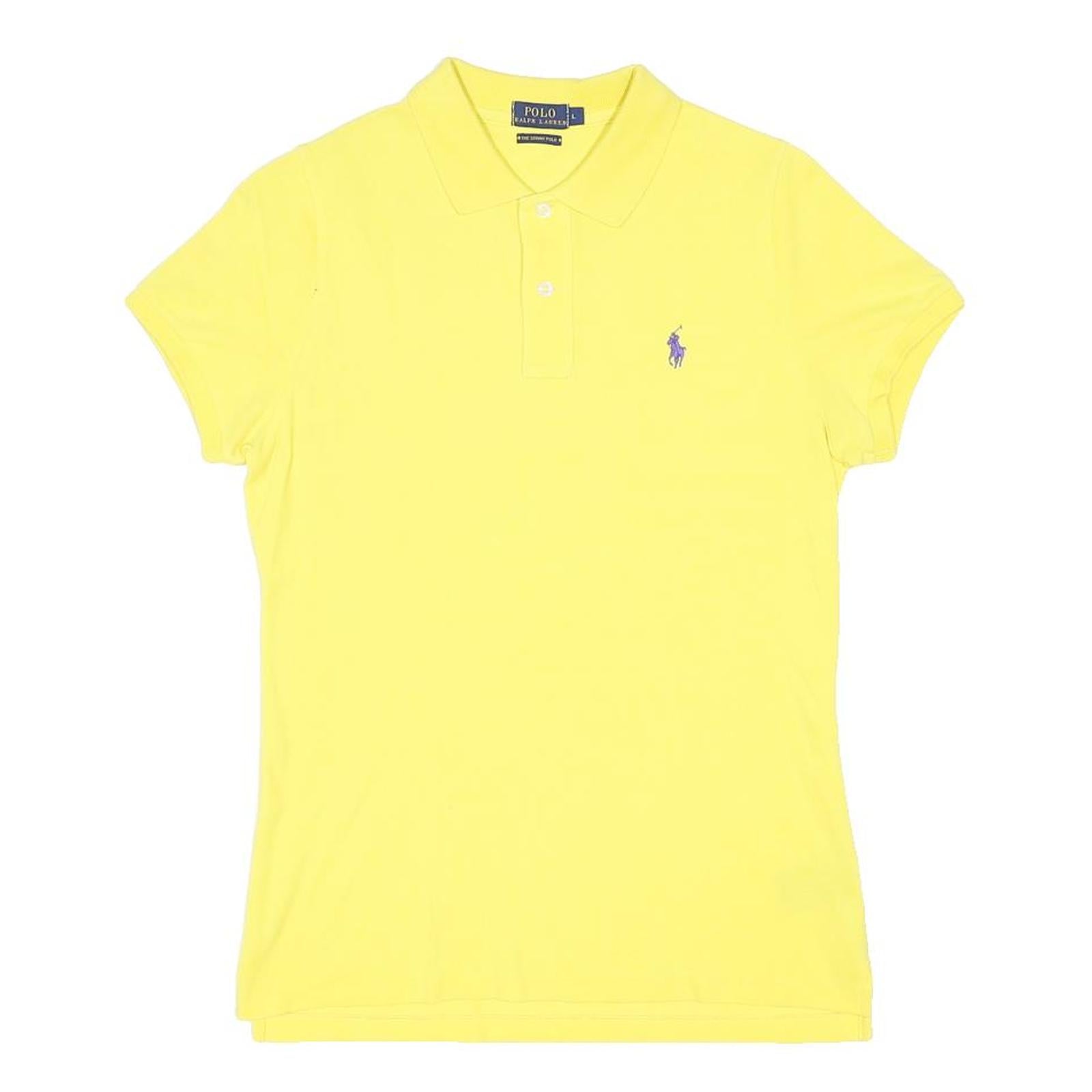 POLO RALPH LAUREN Womens Yellow Polo Shirt Short Sleeve Plain L Classic Fit