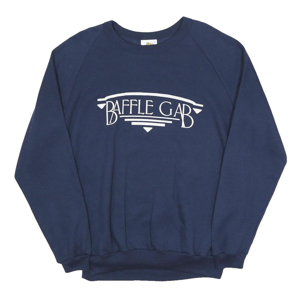 FLORIDA Womens Blue Baffle Gab Crew Neck L Cotton Blend Sweatshirt