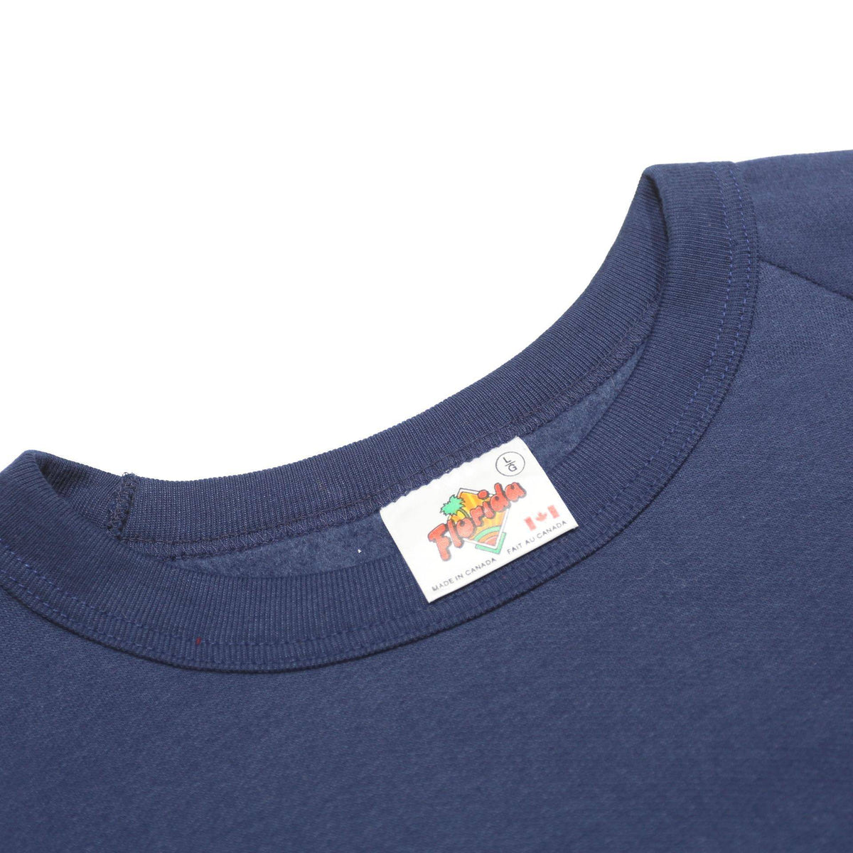 FLORIDA Womens Blue Baffle Gab Crew Neck L Cotton Blend Sweatshirt