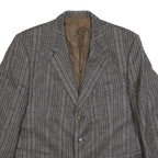 GARDINER Mens Grey Brown Striped Wool Blazer Jacket L Woven Tailored Button