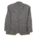 GARDINER Mens Grey Brown Striped Wool Blazer Jacket L Woven Tailored Button