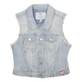 GUESS Girls Blue Denim Sleeveless Jacket M Cotton Casual Button Fastening