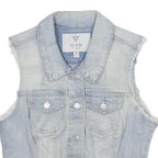 GUESS Girls Blue Denim Sleeveless Jacket M Cotton Casual Button Fastening