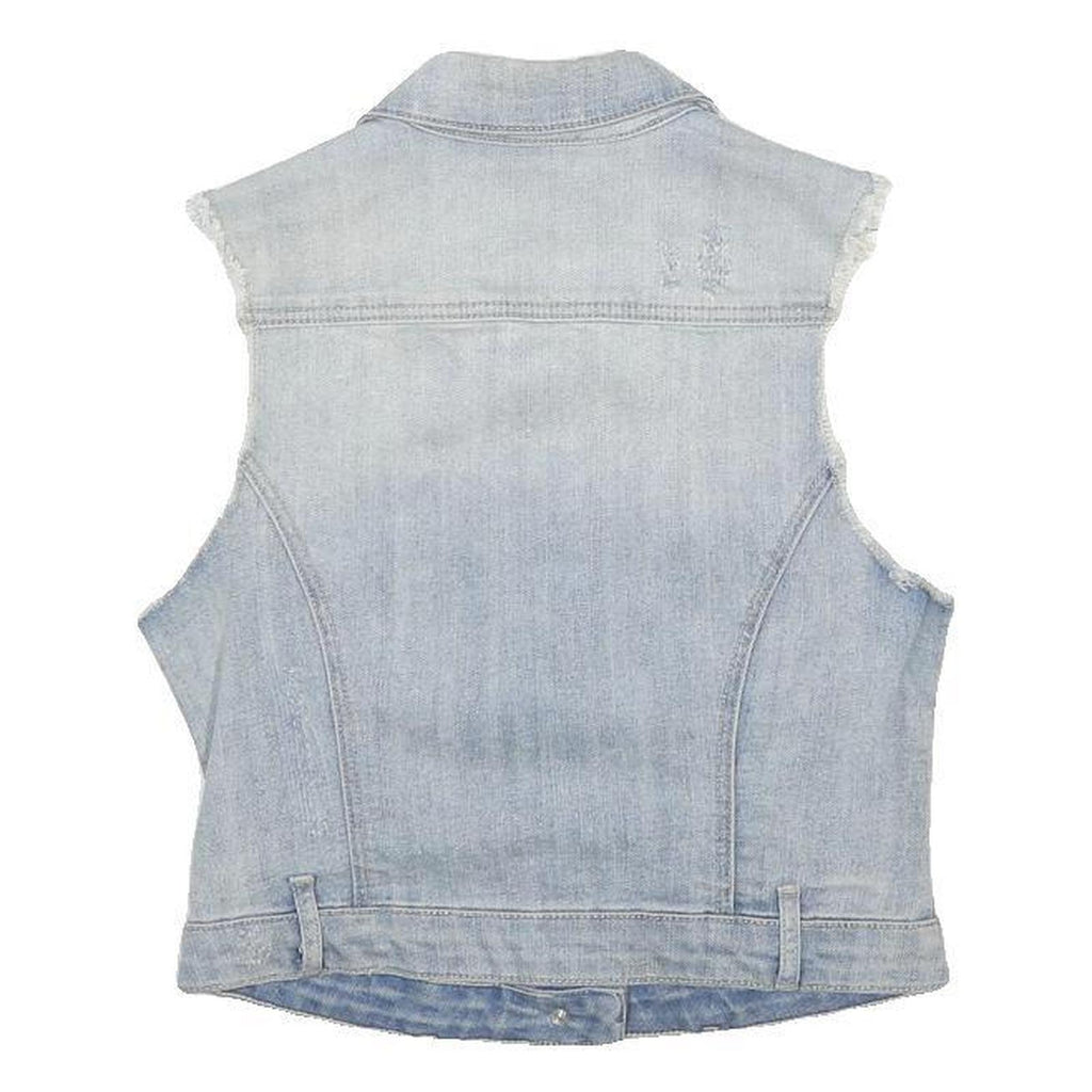 GUESS Girls Blue Denim Sleeveless Jacket M Cotton Casual Button Fastening