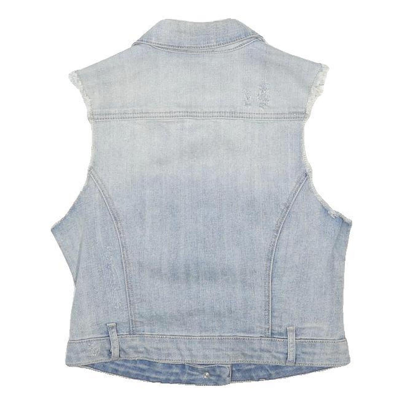 GUESS Girls Blue Denim Sleeveless Jacket M Cotton Casual Button Fastening