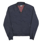 SCHOTT Mens Navy Blue Harrington Jacket M Cotton Blend Zip Plain Classic Casual