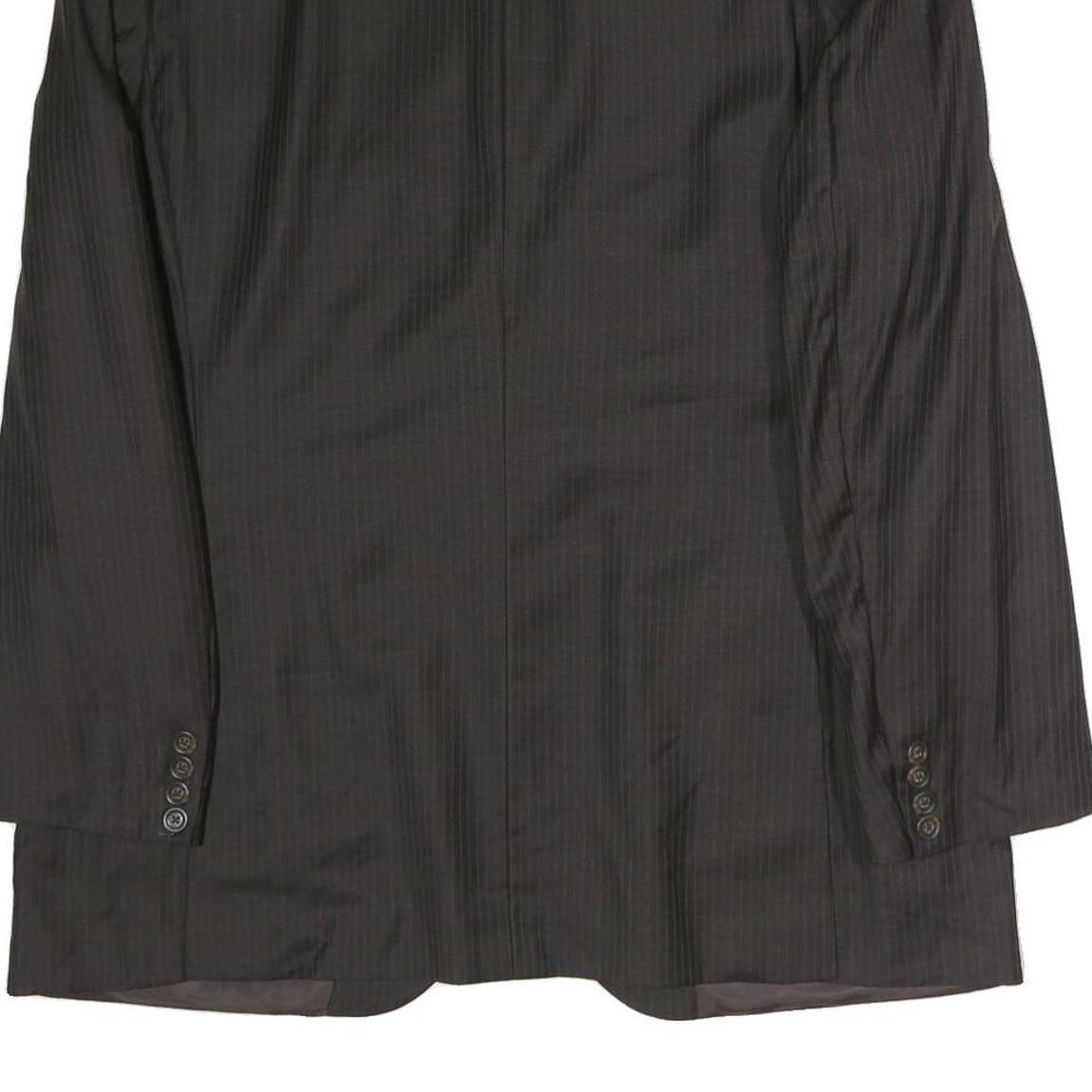 BURBERRY Mens Black Pinstripe Jacket L Cotton Classic Tailored Button Closure