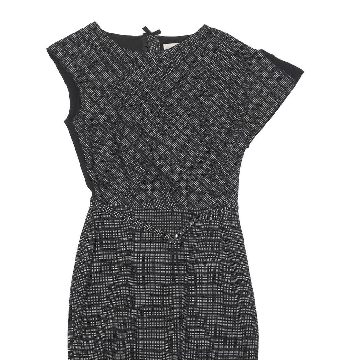 ROKSANDA ILINCIC Womens Black & White Check Sheath Polyester Blend Dress S