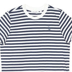 U.S. POLO ASSN Womens Blue & White Stripe T-Shirt UK 10 Short Sleeve Crew Neck