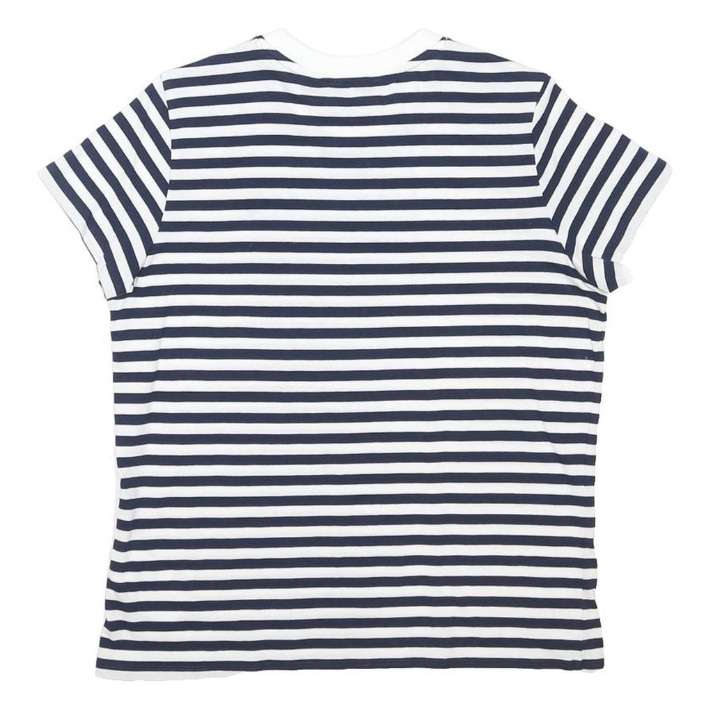 U.S. POLO ASSN Womens Blue & White Stripe T-Shirt UK 10 Short Sleeve Crew Neck