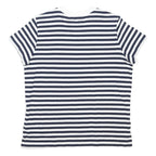 U.S. POLO ASSN Womens Blue & White Stripe T-Shirt UK 10 Short Sleeve Crew Neck
