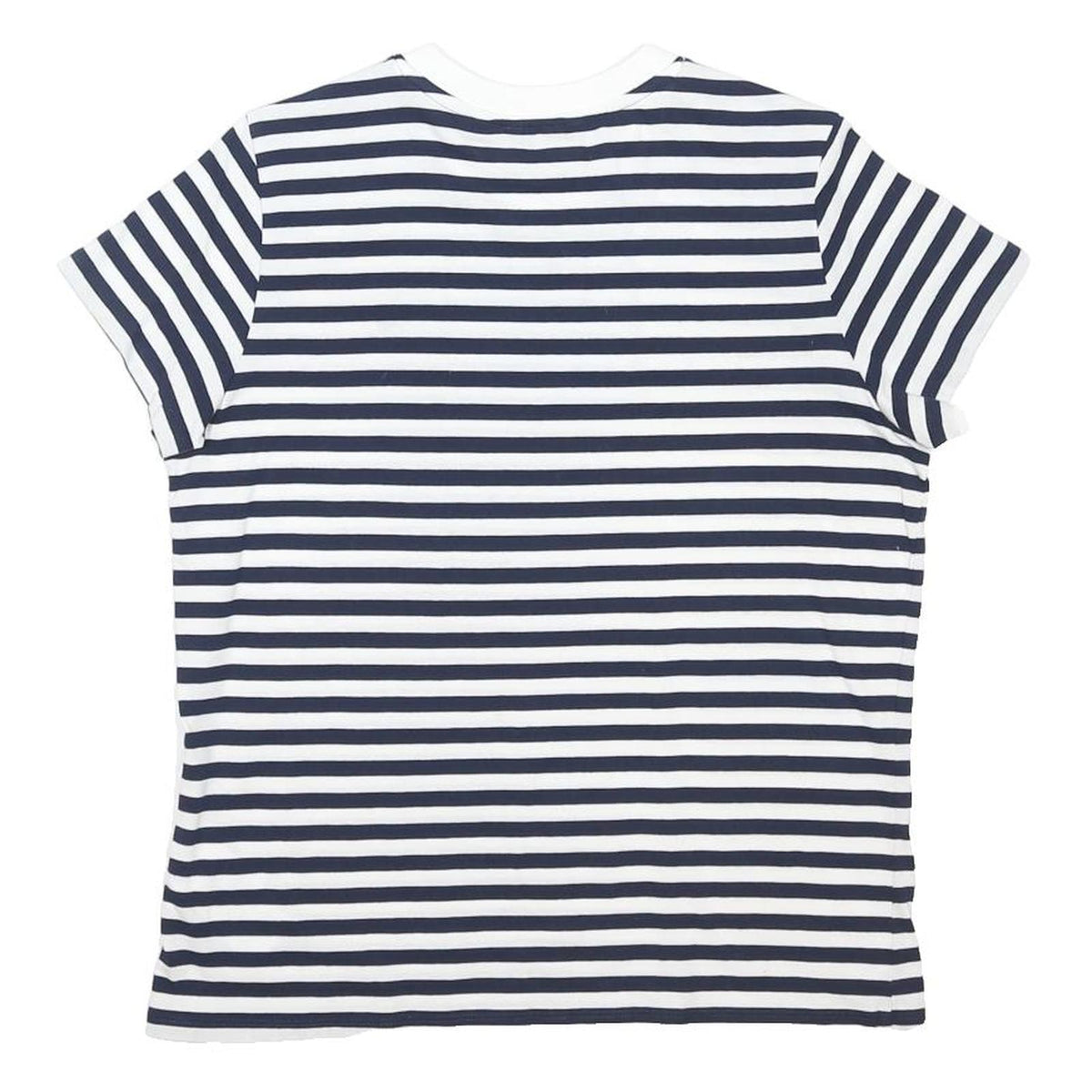 U.S. POLO ASSN Womens Blue & White Stripe T-Shirt UK 10 Short Sleeve Crew Neck