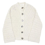 M&CO Womens Cream Button Up Chunky Knit Jumper L Cable Knit Casual Wear