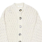 M&CO Womens Cream Button Up Chunky Knit Jumper L Cable Knit Casual Wear