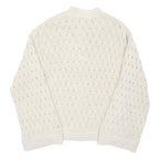 M&CO Womens Cream Button Up Chunky Knit Jumper L Cable Knit Casual Wear