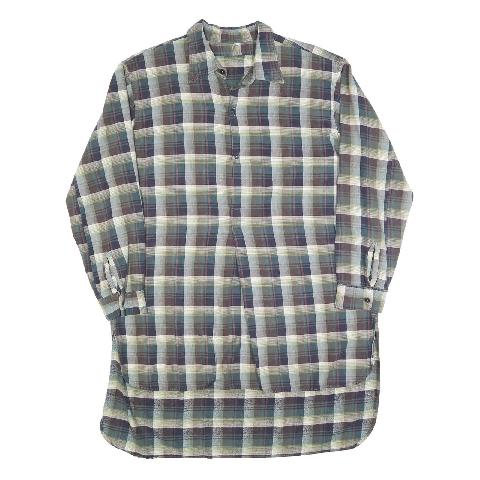 Womens Blue Green Cream Plaid Shirt Dress Cotton Blend Long Sleeve XL Casual